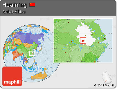 Political Location Map of Huaining, highlighted parent region
