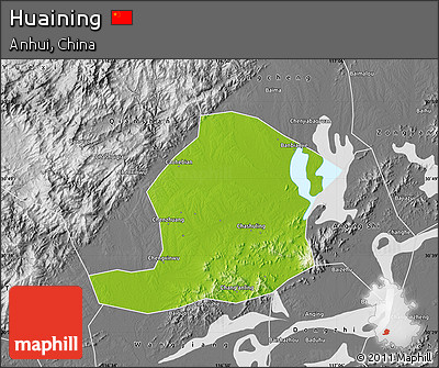 Physical Map of Huaining, desaturated