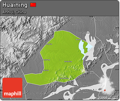 Physical Map of Huaining, desaturated