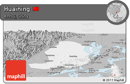 Gray Panoramic Map of Huaining