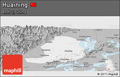 Gray Panoramic Map of Huaining