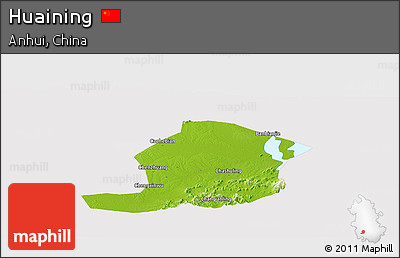 Physical Panoramic Map of Huaining, cropped outside