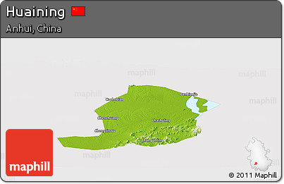 Physical Panoramic Map of Huaining, cropped outside