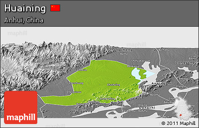 Physical Panoramic Map of Huaining, desaturated