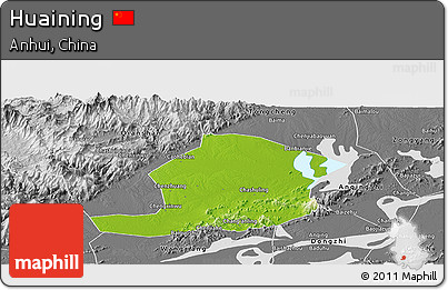 Physical Panoramic Map of Huaining, desaturated