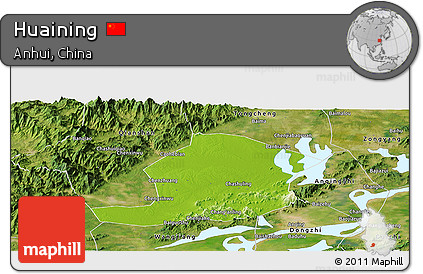 Physical Panoramic Map of Huaining, satellite outside