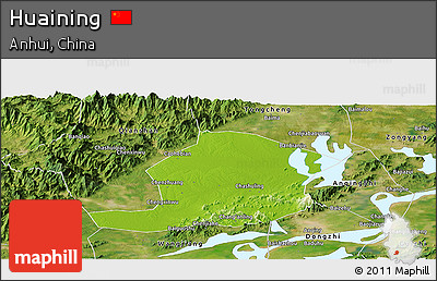 Physical Panoramic Map of Huaining, satellite outside
