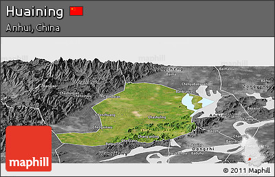 Satellite Panoramic Map of Huaining, desaturated
