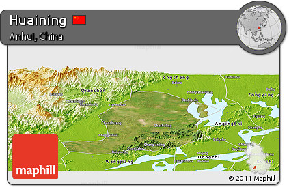 Satellite Panoramic Map of Huaining, physical outside