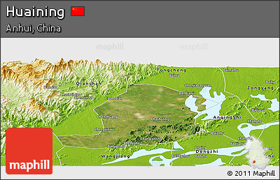 Satellite Panoramic Map of Huaining, physical outside