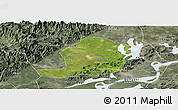Satellite Panoramic Map of Huaining, semi-desaturated