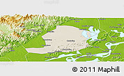 Shaded Relief Panoramic Map of Huaining, physical outside