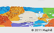 Shaded Relief Panoramic Map of Huaining, political outside