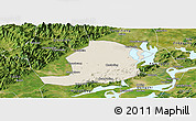Shaded Relief Panoramic Map of Huaining, satellite outside