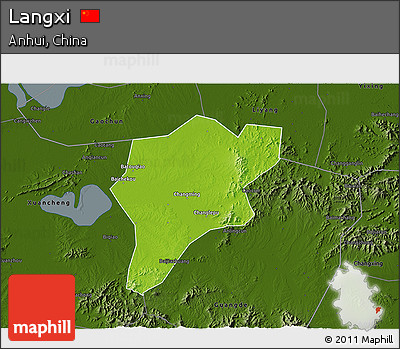 Physical 3D Map of Langxi, darken