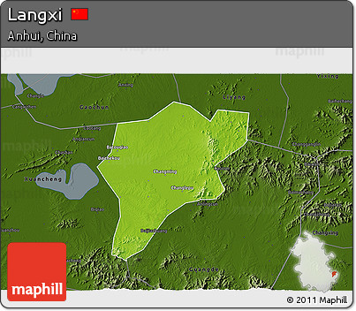 Physical 3D Map of Langxi, darken