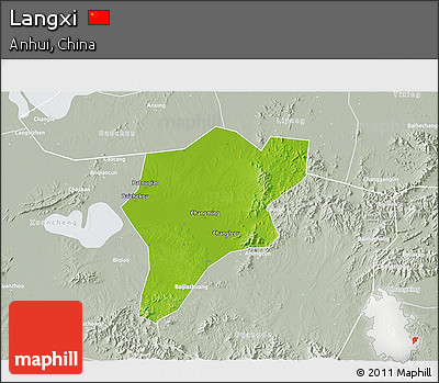Physical 3D Map of Langxi, lighten, semi-desaturated