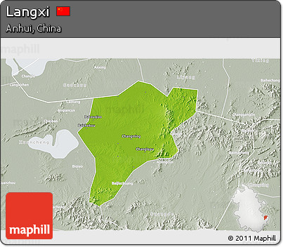 Physical 3D Map of Langxi, lighten, semi-desaturated