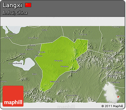 Physical 3D Map of Langxi, semi-desaturated