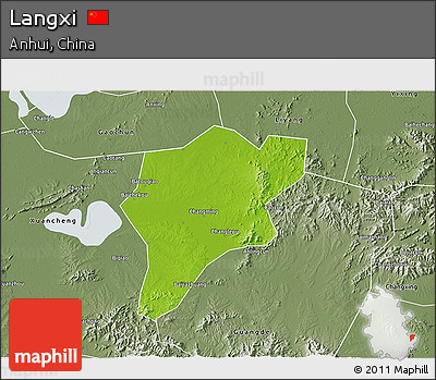 Physical 3D Map of Langxi, semi-desaturated