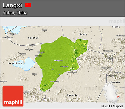 Physical 3D Map of Langxi, shaded relief outside