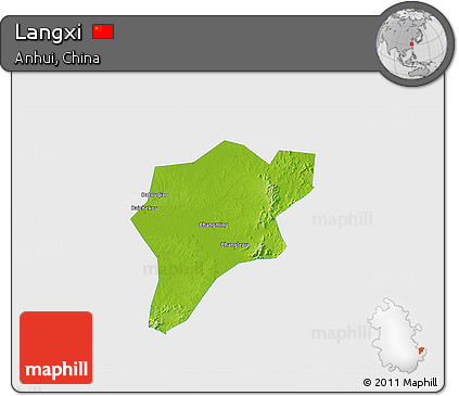 Physical 3D Map of Langxi, single color outside