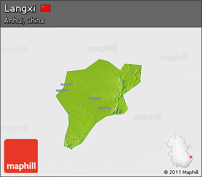 Physical 3D Map of Langxi, single color outside