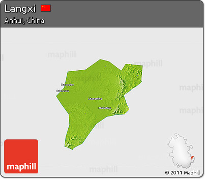 Physical 3D Map of Langxi, single color outside