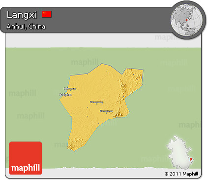 Savanna Style 3D Map of Langxi, single color outside