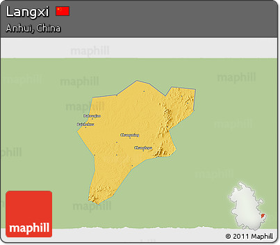 Savanna Style 3D Map of Langxi, single color outside