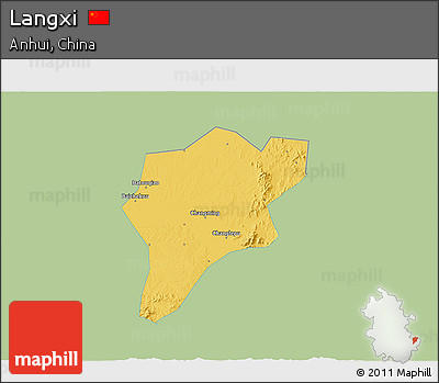 Savanna Style 3D Map of Langxi, single color outside