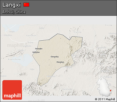 Shaded Relief 3D Map of Langxi, lighten