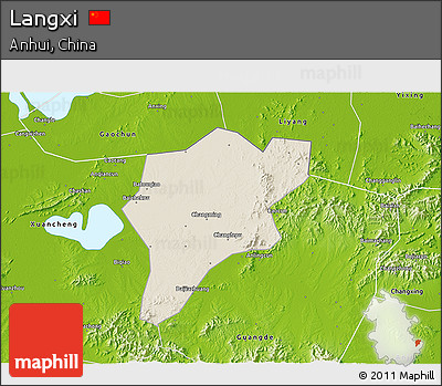 Shaded Relief 3D Map of Langxi, physical outside