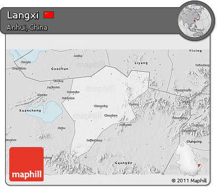 Silver Style 3D Map of Langxi