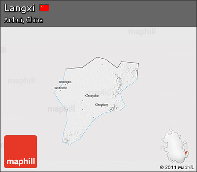 Silver Style 3D Map of Langxi, single color outside