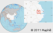 Gray Location Map of Langxi, highlighted country