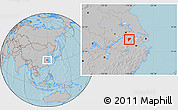 Gray Location Map of Langxi, hill shading