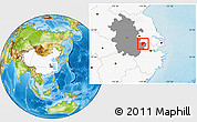 Physical Location Map of Langxi, highlighted country, highlighted parent region