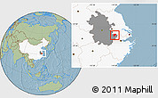 Savanna Style Location Map of Langxi, highlighted country, highlighted parent region, hill shading