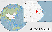 Savanna Style Location Map of Langxi, highlighted country, hill shading