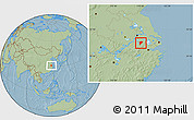 Savanna Style Location Map of Langxi, hill shading