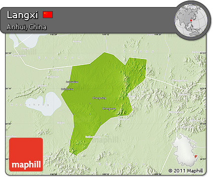 Physical Map of Langxi, lighten