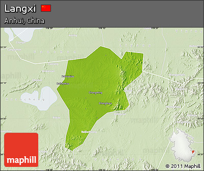 Physical Map of Langxi, lighten