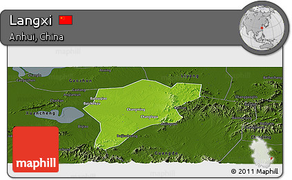 Physical Panoramic Map of Langxi, darken
