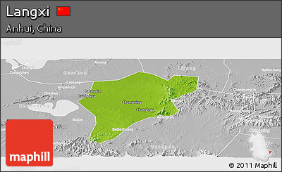 Physical Panoramic Map of Langxi, lighten, desaturated