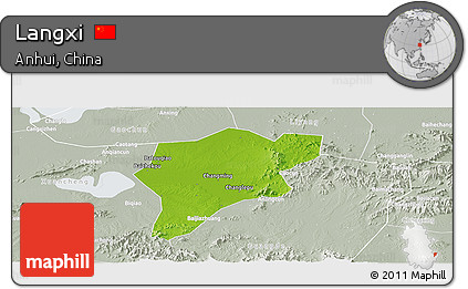 Physical Panoramic Map of Langxi, lighten, semi-desaturated