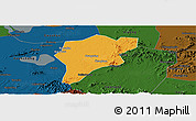 Political Panoramic Map of Langxi, darken