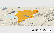 Political Panoramic Map of Langxi, shaded relief outside
