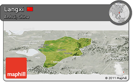 Satellite Panoramic Map of Langxi, lighten, semi-desaturated
