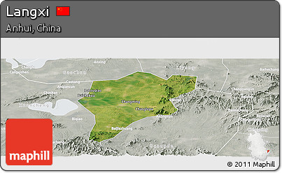 Satellite Panoramic Map of Langxi, lighten, semi-desaturated